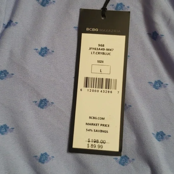 BCBGMAXAZRIA: Adele Blue Floral Wrap Dress (NWOT) - Picture 3 of 4